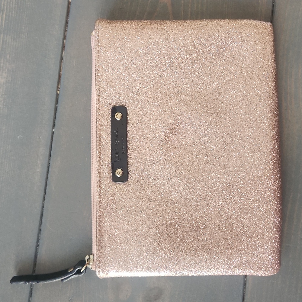 Kate Spade Mini Pouch Mavis Street Clutch Pink Rose Gold Glitter